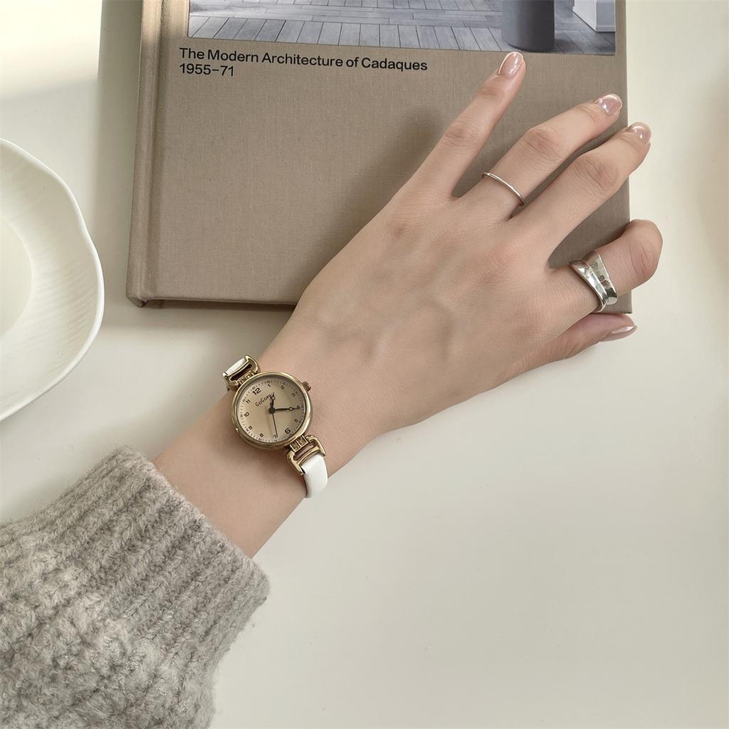 French Retro Round Exam Watch Female Student Niche Light Luxury Simple Fashion Temperament Small