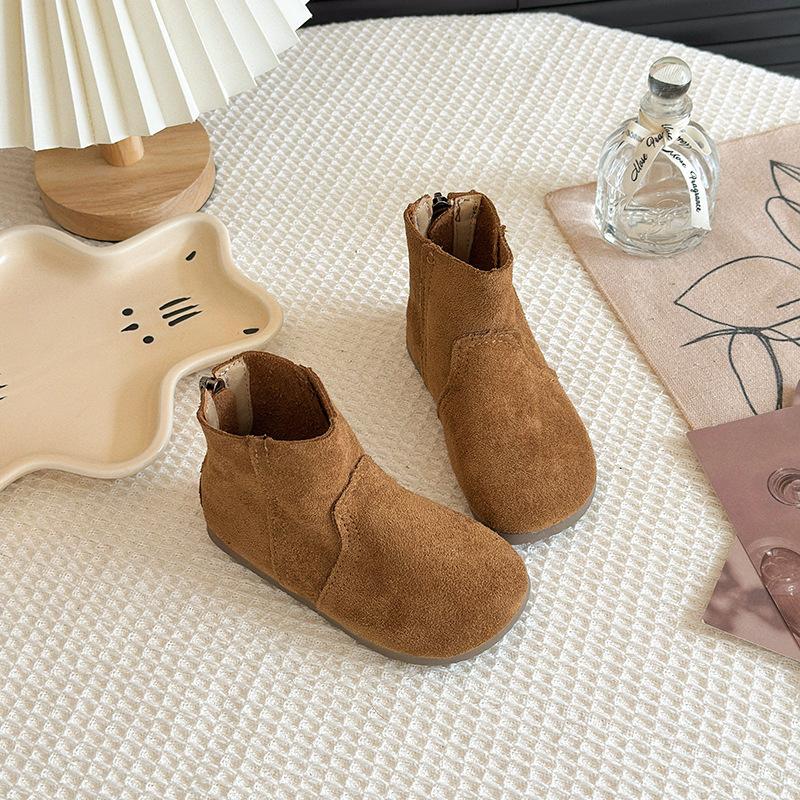 2025Autumn Winter Baby Boys Girls Boots Oxford Suede Children Casual Shoes Outdoor Anti-slip Infant Shoes Plush Kids Ankle Boots