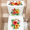 Tropical Floral Butterfly Toilet Stickers, Bathroom Decorative Stickers