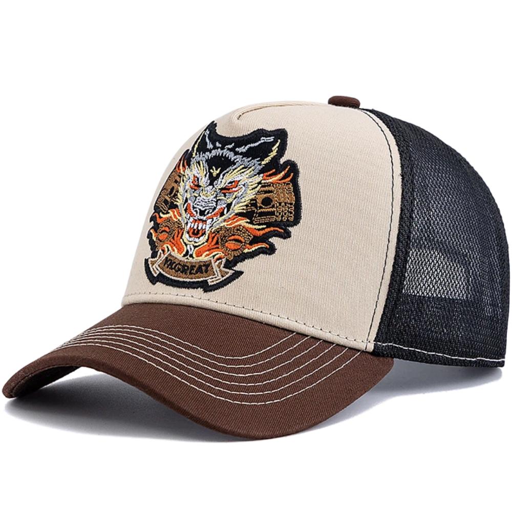 

Unisex Fashion Baseball Cap Dragon Embroidered Truck Mesh Hat For Men Women Breathable Streetwear Summer Trucker Hats 56cm-60cm