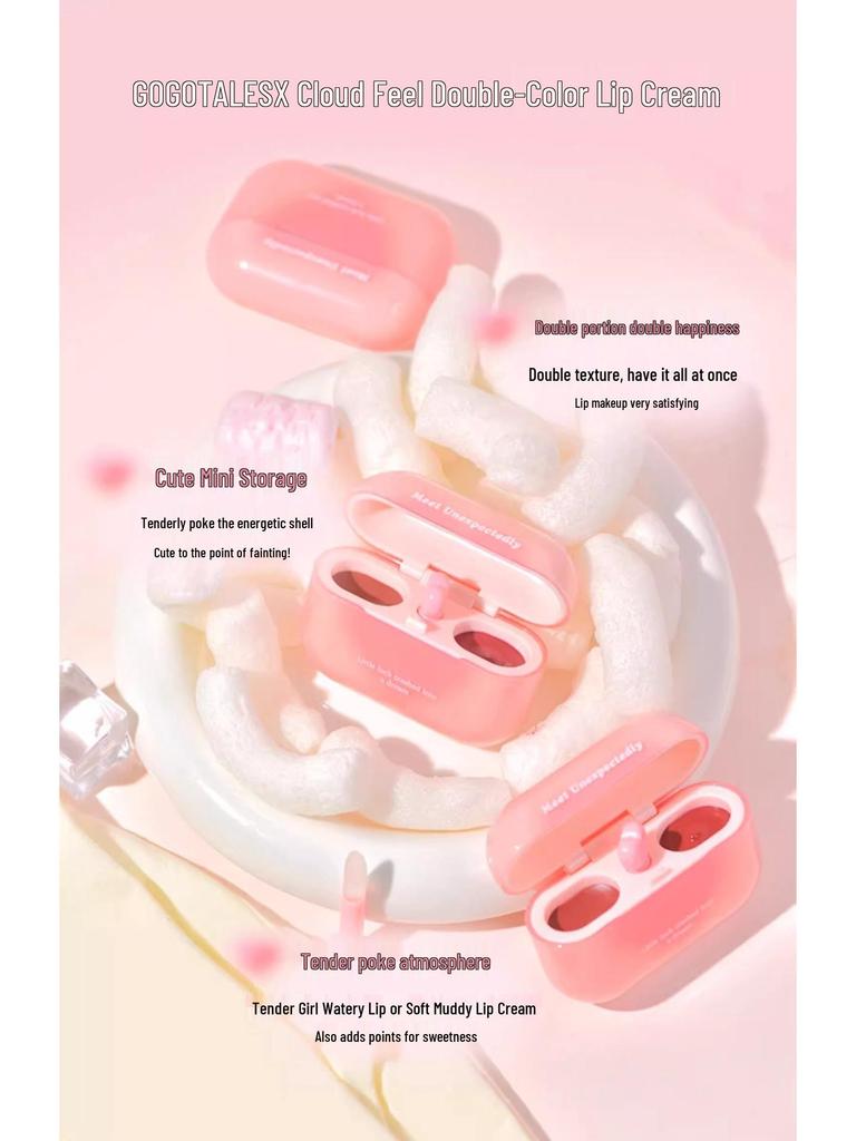 Gogotales Double-Ended Lip Gloss: Long-Lasting, Moisturizing Lip Mud & Mirror Water Light Lipstick