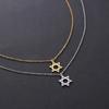 Exquisite Silver Color Stainless Steel Star Pendant Necklace for Women Charm Hollow Hexagram Choker Chain Jewelry Accessories
