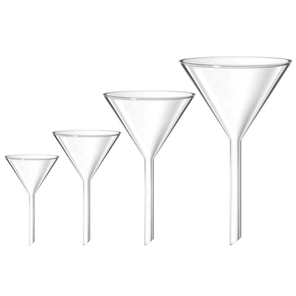 4 Pcs Funnel Funnels Mini Glassware for Filling Bottles School Supplies Lab Long Neck Chemistry Gifts