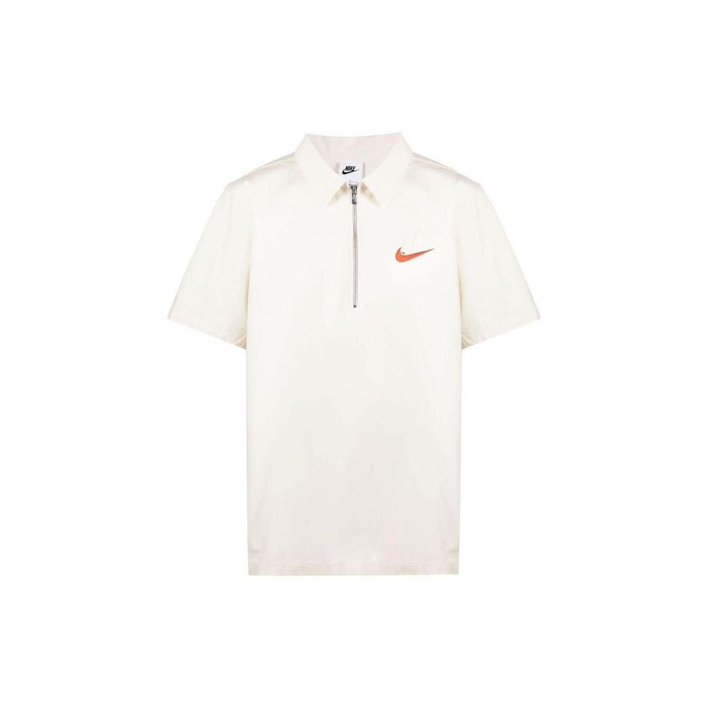 Nike Solid Embroidered Logo Half-Zip Short Sleeve Polo Men Tops White DM5283-030