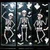 Long-lasting Color Glass Decal 3Pcs Halloween Skeleton Stickers, Waterproof PVC Window Clings, Static Decals, Rent-friendly Removable Stickers