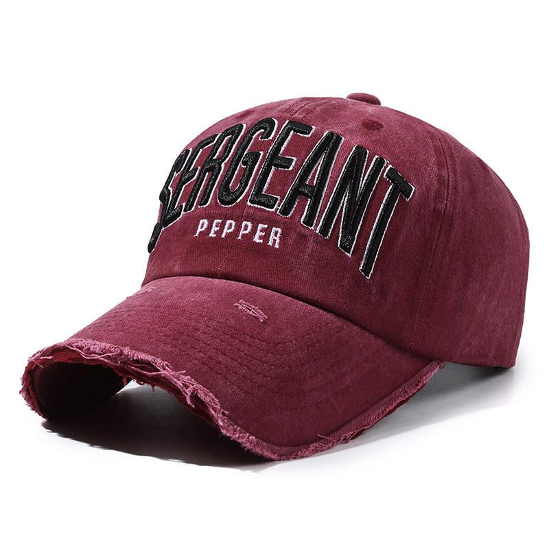 

Sergeant Alphabet Embroidery Baseball Cap Unisex Breathable Peaked Caps Gift бордовый