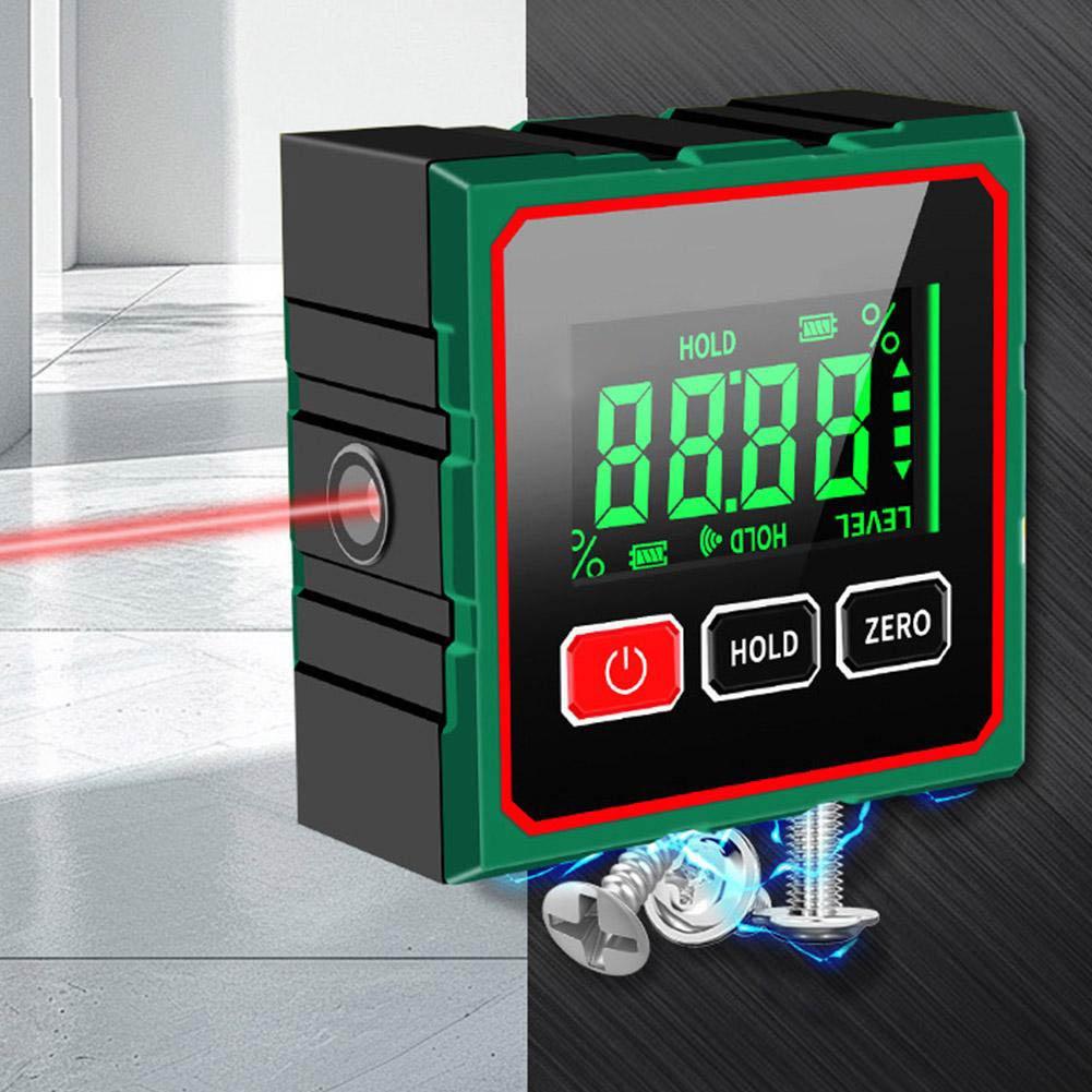 Mini Four Sides Magnetic Electronic Laser Digital Protractor Gauge Inclinometer Level Magnets Level Ruler Angle Slope 0-90°