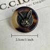 6 Pcs 25mm Vintage Copper Rabbit Head Decorative Buttons, Antique Brass Finish with Black Accents, Large Shank Metal Buttons for Clothing, Hats