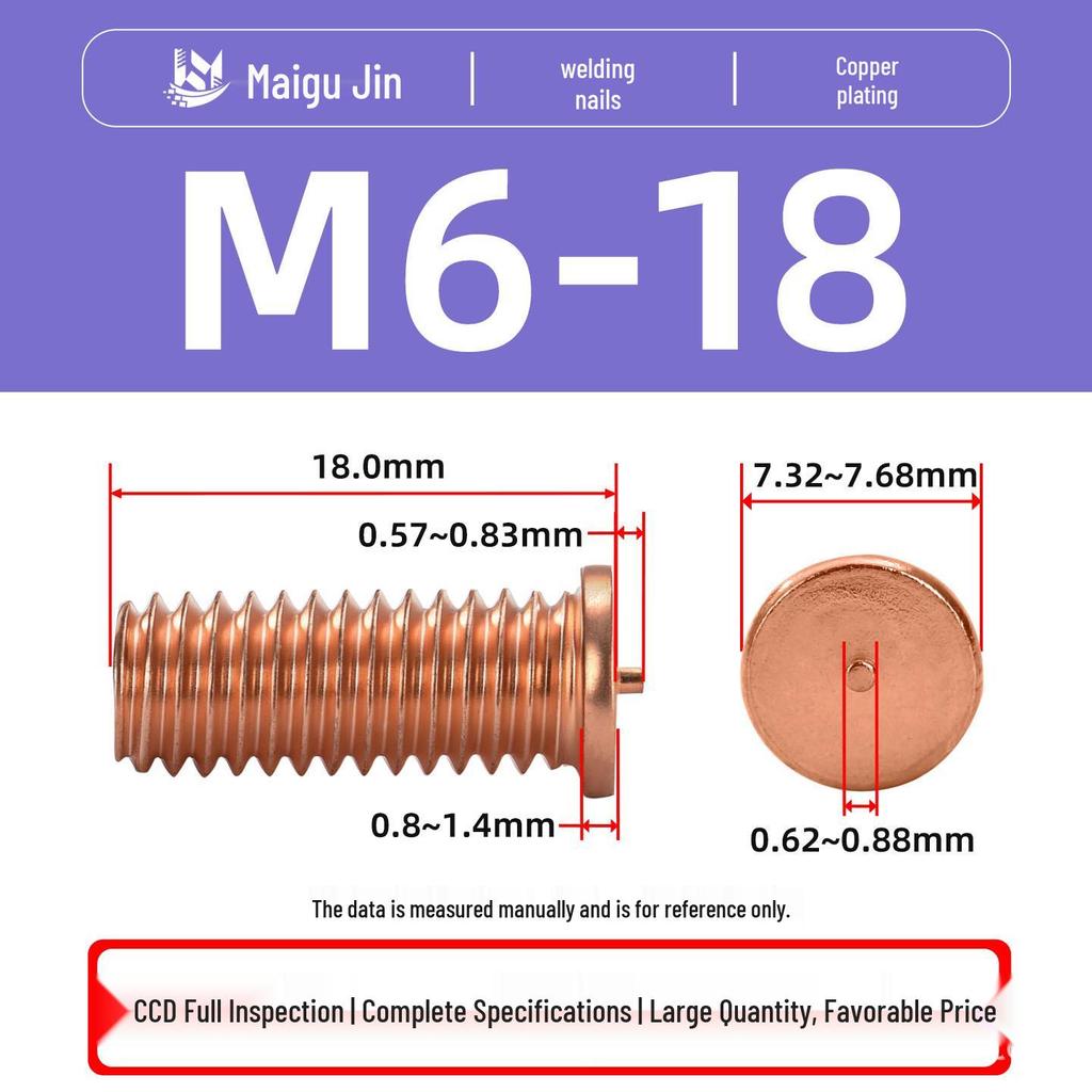 PT-M3M4M5M6M8 Copper-Plated Carbon Steel Projection Weld Studs and Screws