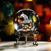 60mm 3D Crystal Ball Laser Engraved Glass Ornaments Animal Figurine Collectibles Paperweight Home Art Decor with Stand