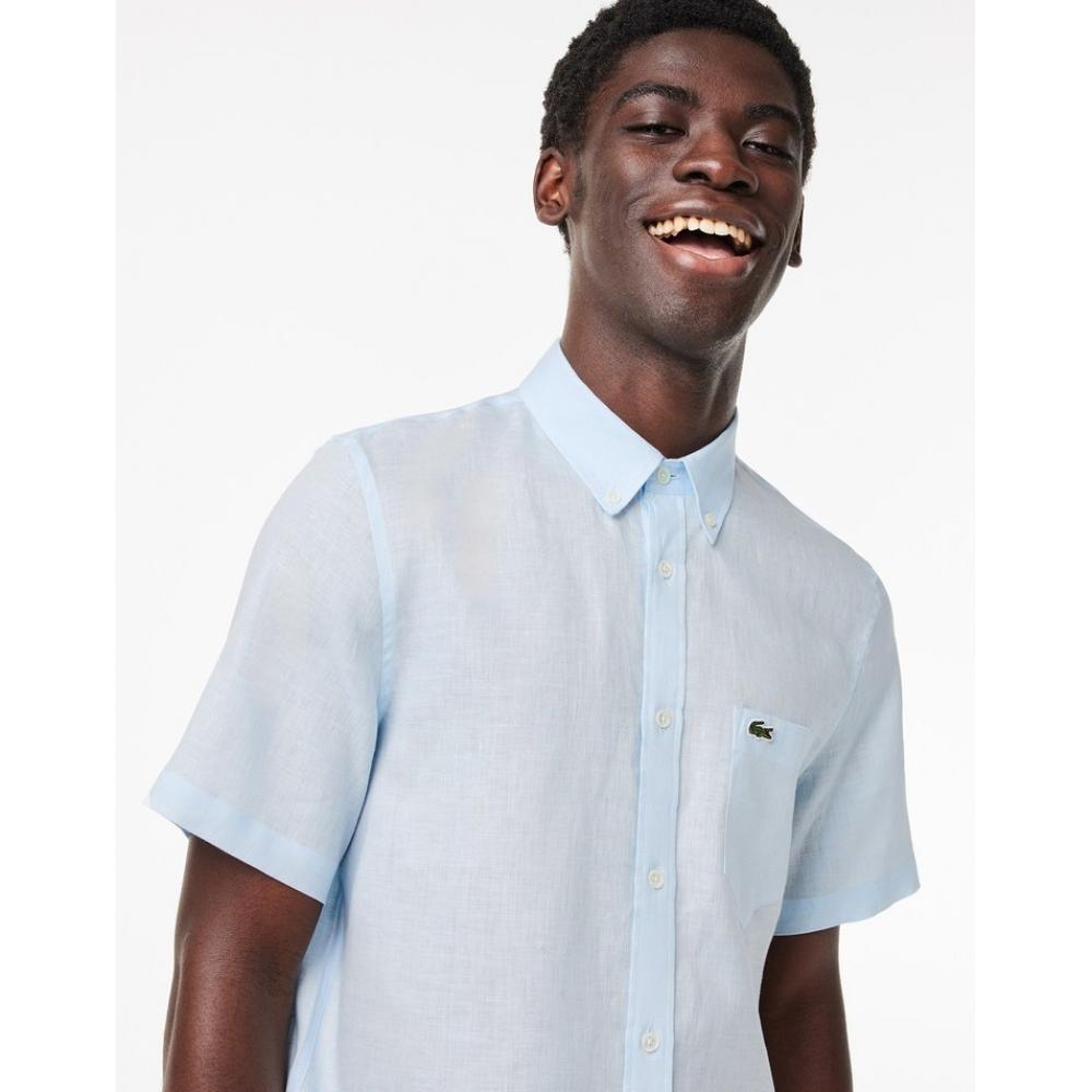 LacoSte Men S Linen Short Sleeve Shirt Ch5699 54g T01