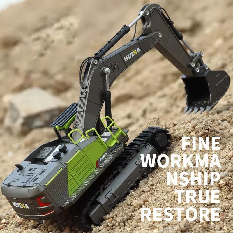 HUINA Excavator Model Car Toy 1/50 1721 Metal Alloy Diecast Static Model Truck Crawler Engineering Vehicle Collection Boy Kids