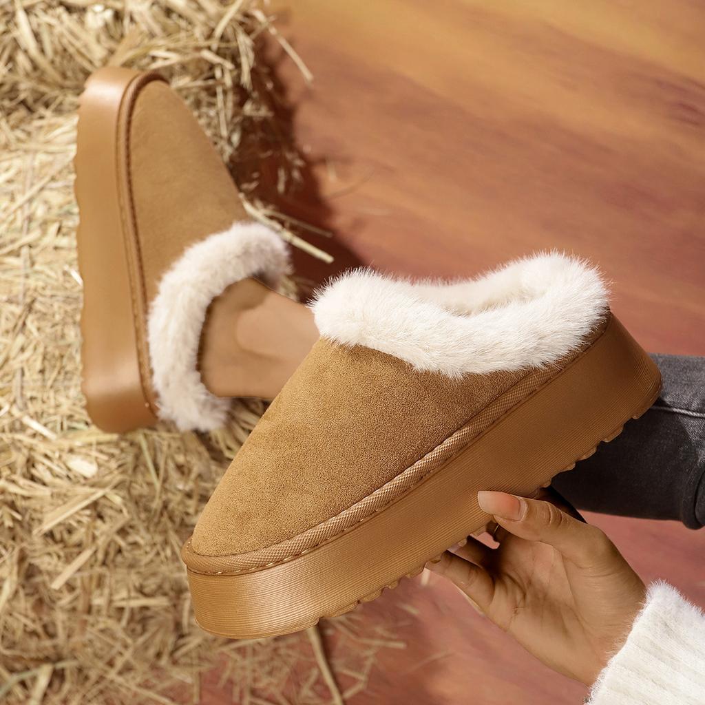 Fashion 2025 New Hairy Slippers Women's Shoes Autumn and Winter Fashion Thick Bottom Baotou Warm Cotton Shoes Slippers