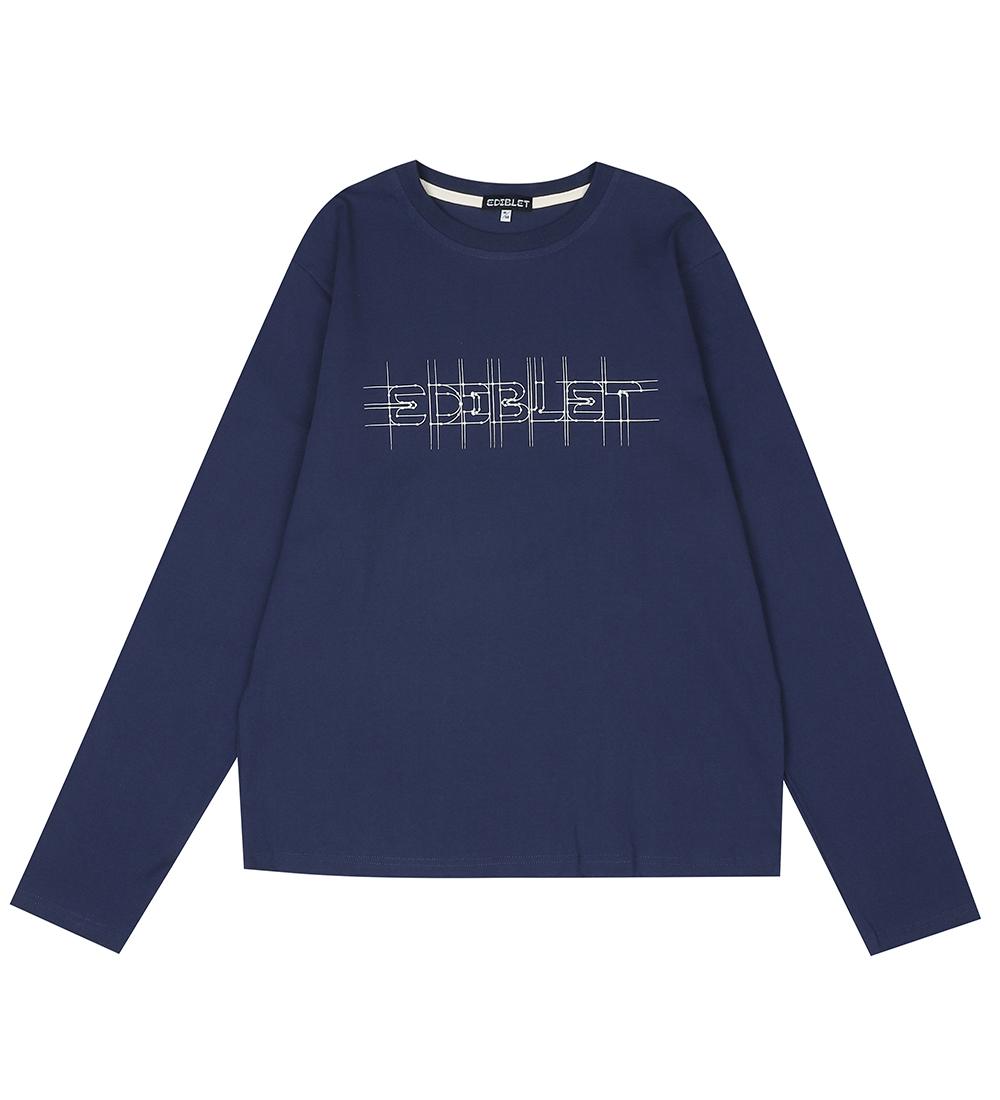Edible Let Construction Logo Print Long Sleeve T-Shirt Navy/L