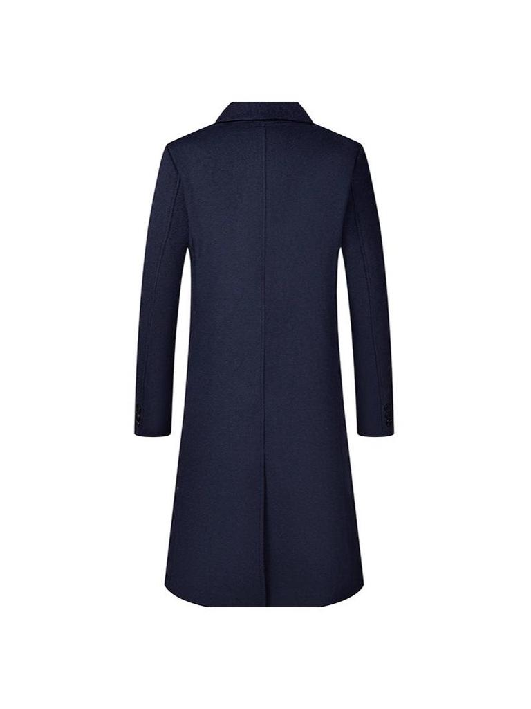 European Size Men's Long Wool Over-the-Knee Coat, Autumn/Winter