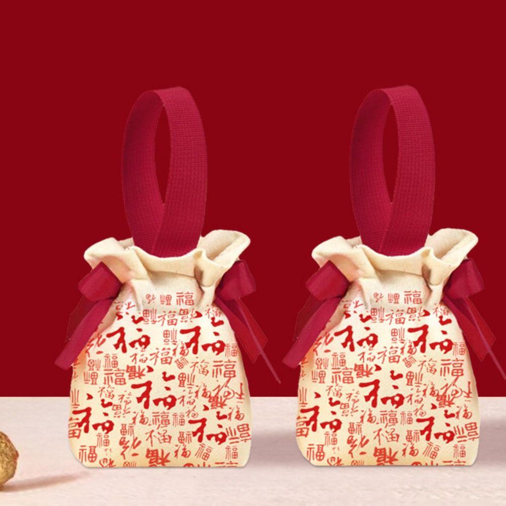 Bowknot Wedding Candy Bag Canvas Chinese Style Handbag Sweet Small Wrist Bag  Party