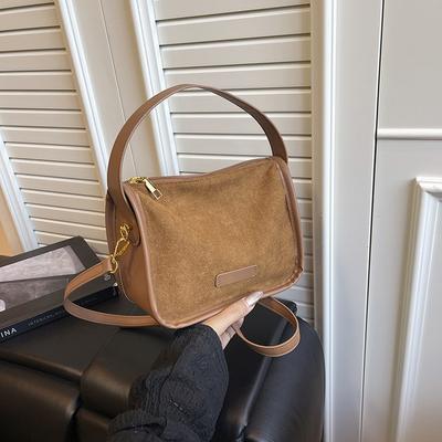 Frosted Suede Portable Shoulder Messenger Bag, Autumn New Large-capacity Tote Commuter Versatile Pea Women's Bag
