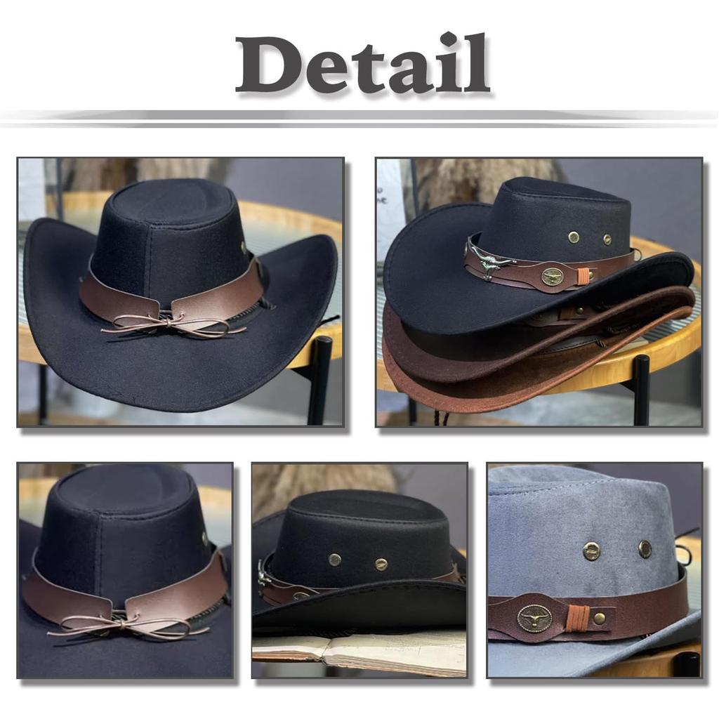 White Fang Western Cowboy Bred för Män och CZA352 Hatt, Skärm, Snygg, Utomhus, Kvinnor, (Kaffe)
