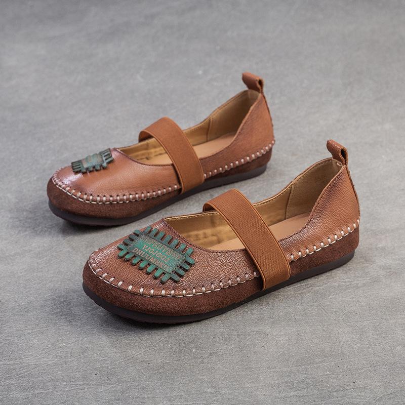 Fashion GKTINOO Spring Ladies Genuine Leather Handmade Shoes Women Hook &Loop Flat Shoes Women 2024 Autumn Soft Loafers Flats