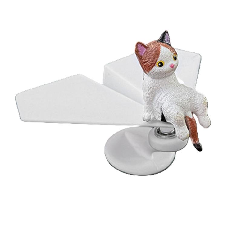 Handcrafted Resin Rotating Plane Car Accessory with Moving Cats Charm Double Purpose Vehicle Office Decoration for Auto