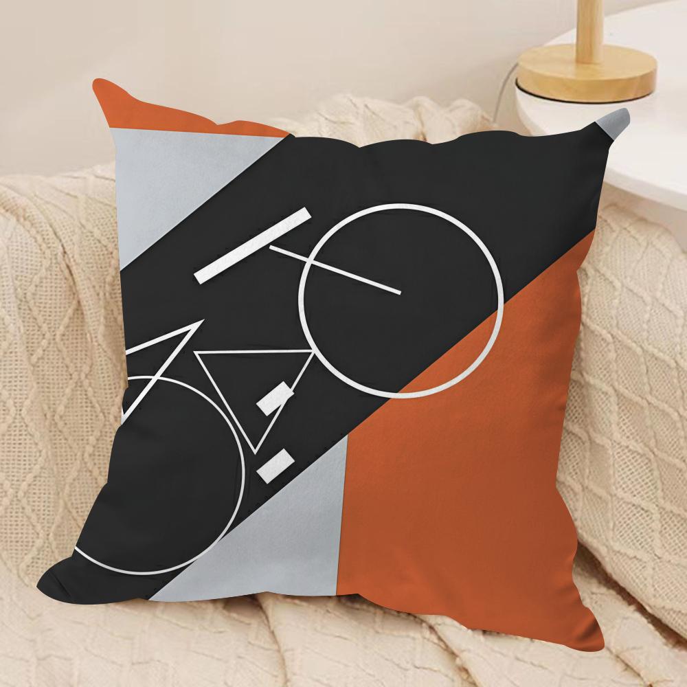 Abstract B-Bauhaus Geometry Cushion Cover Soft Plush Fabric Double-Sided Printed Sofa Cushion Cover for All Seasons Home Decor