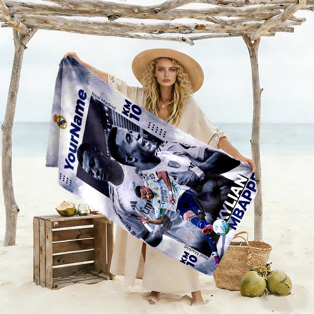 Mbappe Customized Name Beach Towel Soft Durable Quick-Dry Suitable for Sports Travel Swimming Yoga Bathroom Beach And Pool