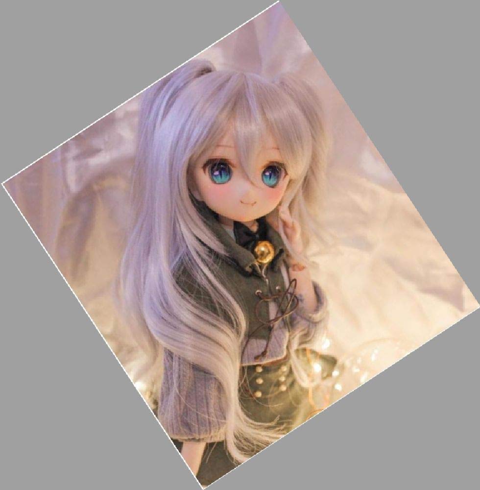YR EARTH Doll Cute Curly S199 Heat-Resistant Wig, 8-9 Inch, Hair, Arrangeable, 1/3 Scale, BJD, DD, MDD, (Pearl Gray)