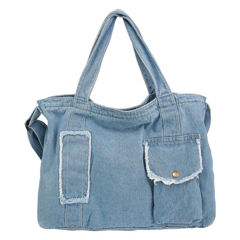 Large-capacity Washed Denim Tote Bag 2025 New Japanese Retro Versatile Casual Commuter Shoulder Crossbody Bag