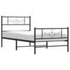 Metal Bed Frame with Headboard and Footboard Black 75 x 190 cm
