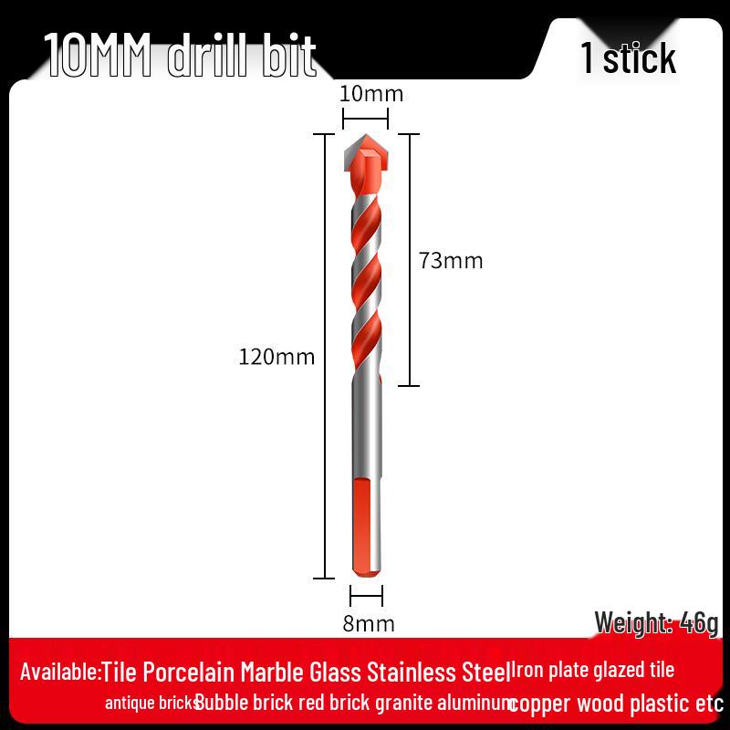 All-in-One 6mm Alloy Triangle Drill Bit for Tile, Concrete, Glass, and Cement