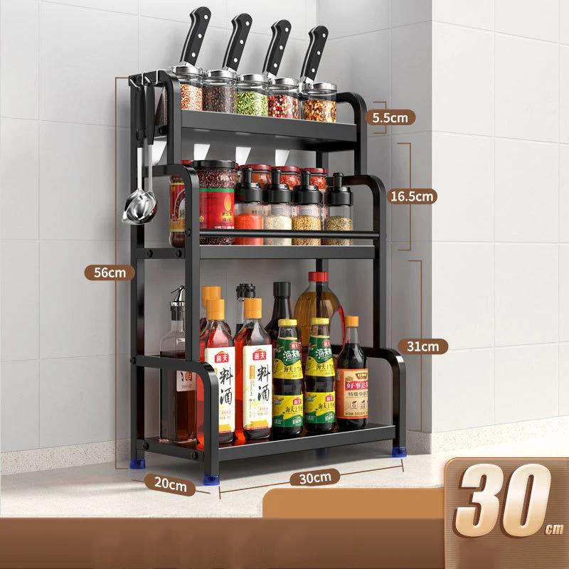 2/3Layers Kitchen Storage Rack Spice Racks Seasoning Shelf Condiments Knife Cutting Board Holder Drain Stand Storage Accessories