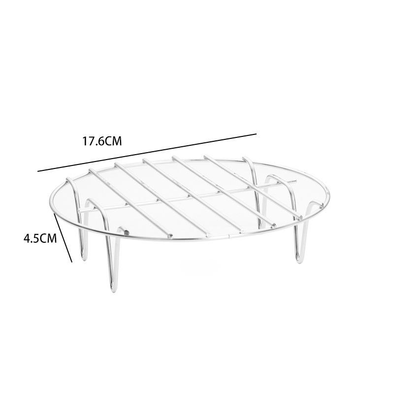 Air Fryer Stainless Steel Holder BBQ Rack Double Round Versatile Layer Grill Baking Tray Replacement Barbecue Kitchen Tools