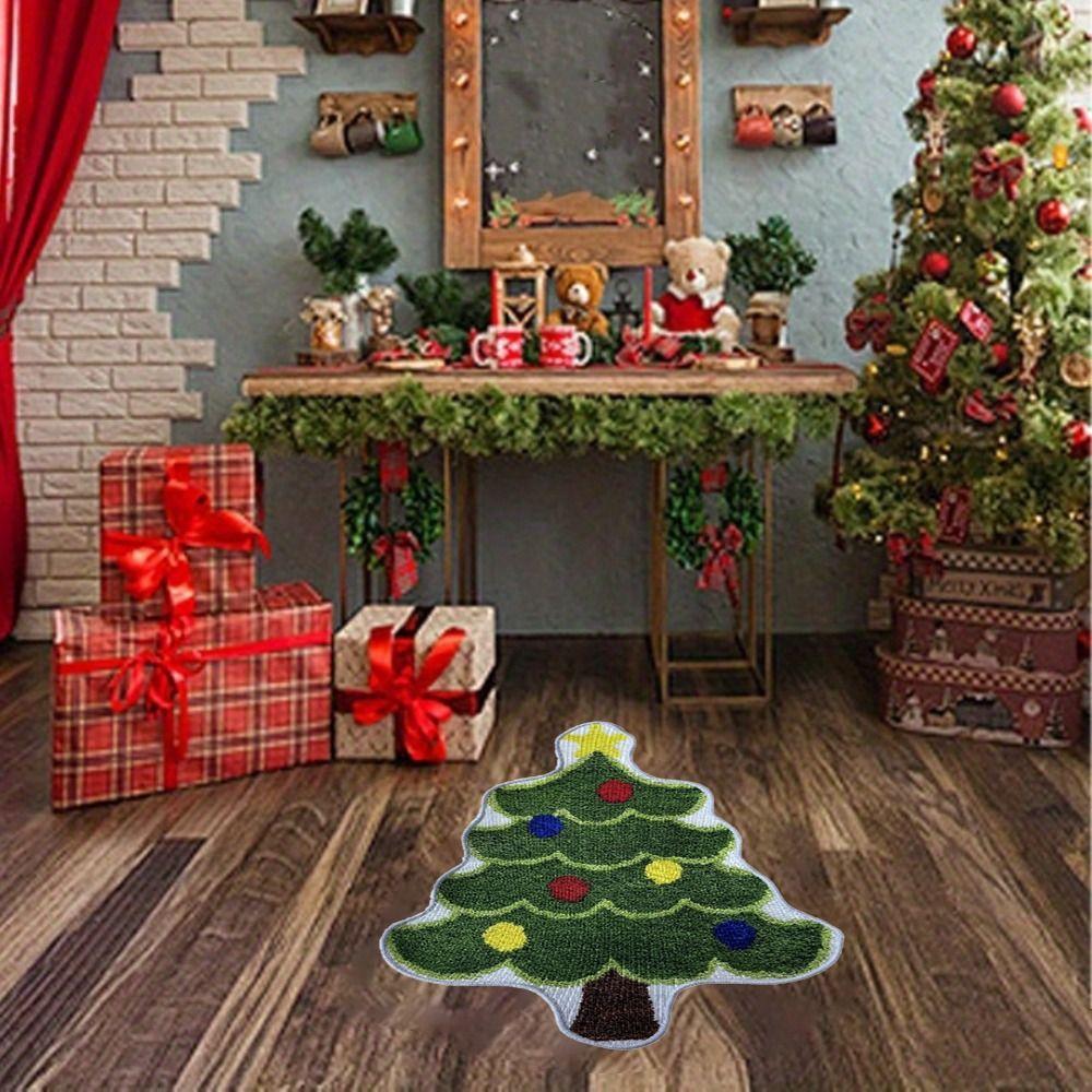 Snowman Entry Door Mat Christmas Tree Shaped Bath Mat Home Decor Floor Mat  Kitchen