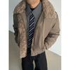 Blaexit Barn Style Fur Collar Thickened Warm Cotton Jacket Winter Clothing Men's Coat Fleece-Lined Short Cotton Jacket