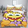 Yellow Square Sponge Anime Cartoon Duvet Cover Single/Double/Queen/King Pillowcase Set Adult Bedroom Children Comforter Bedding