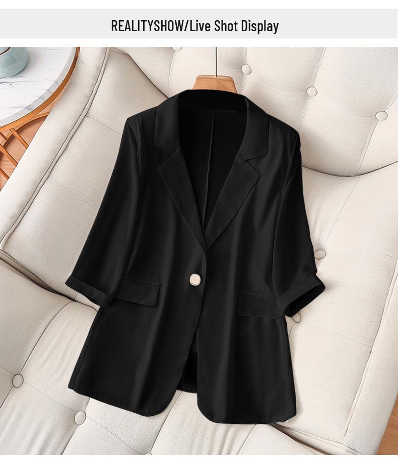 

Приталенный блейзер с рукавом семь восьмых для полных женщин, весна/лето 5XL чёрный