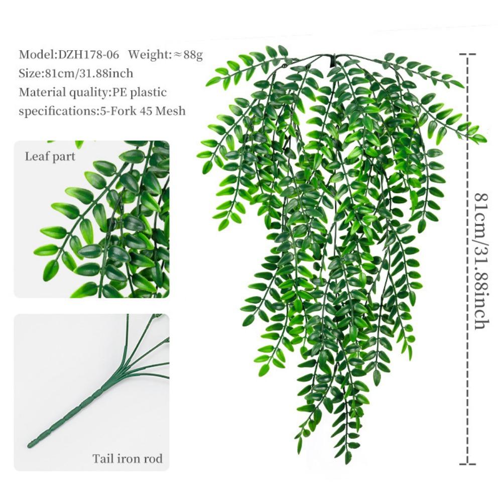 Green Hanging Vine Plastic Fern Grass Artificial Greenery Plants Photo Props Persian Leaf Green Leaves Vine Home Decoration