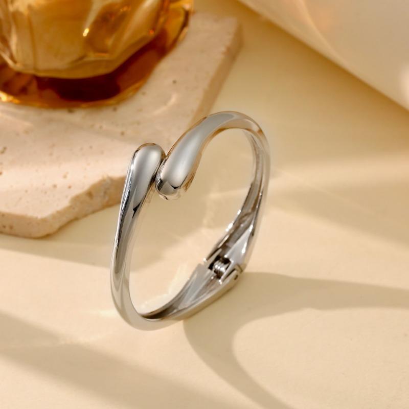 Stainless Steel Irregular Bangle for Women Gold and Silver Chunky Waterdrop Open Bracelet Special Design Jewelry Gifts