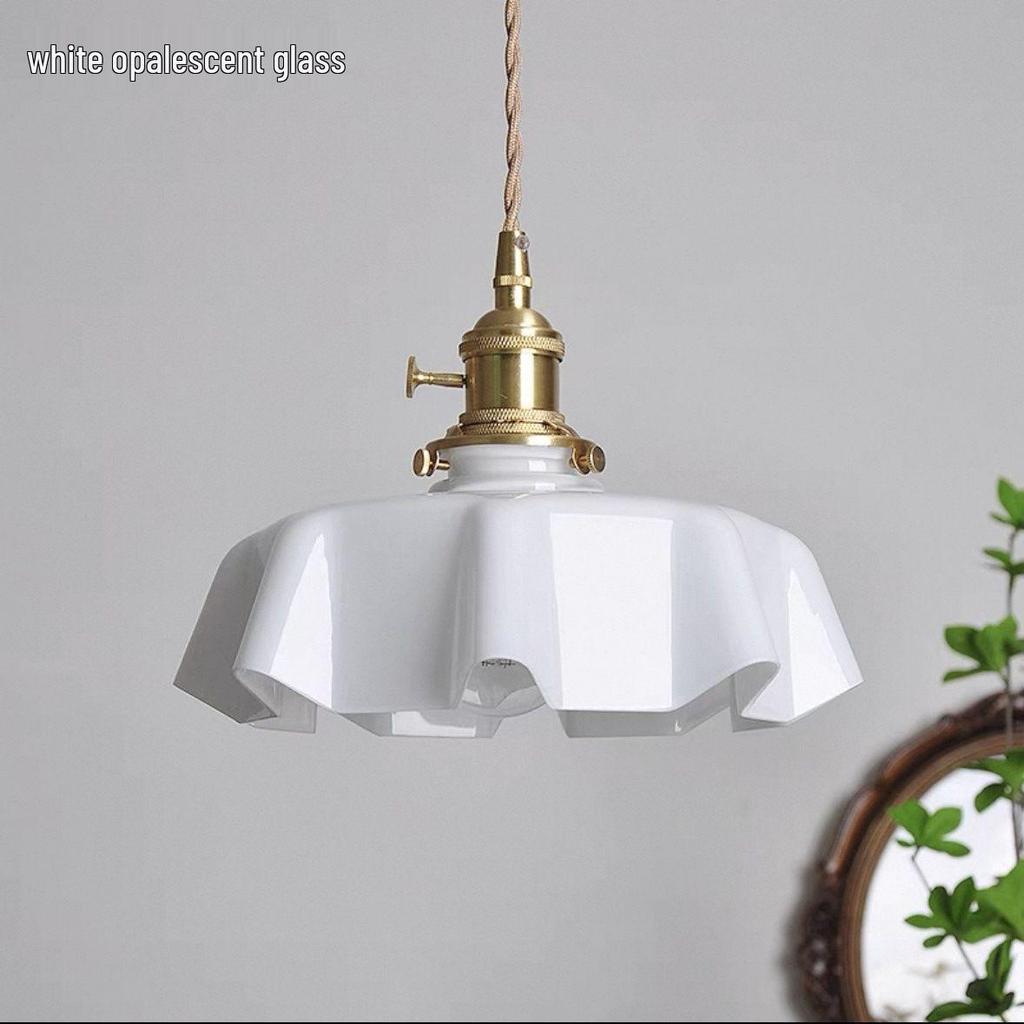 Wabi-Sabi French Retro Cream Glass Chandelier for Aisle, Entrance, Bedside, Bar, Island, Dining Room