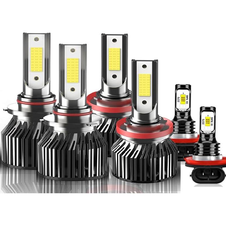 Compatible For Chevy Silverado 1500 2500HD 2007 2008 2009 2010 2011 2012 2013 2014 2015 Bulbs, 9005 H11 High/Low Beam With 5202 Fog Light Bulbs, 600%