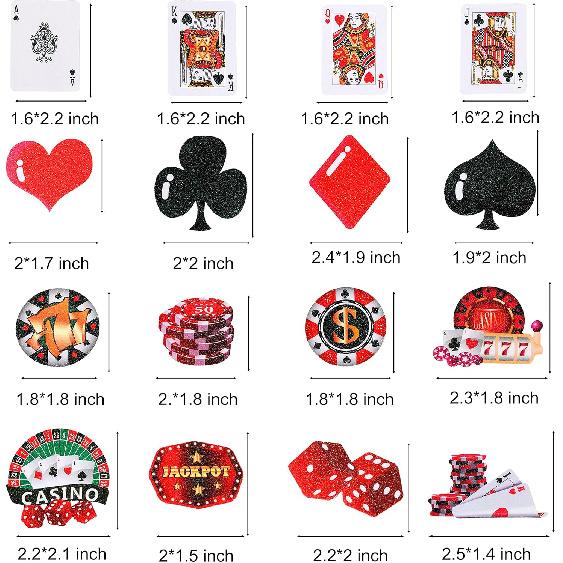 32pcs Casino Cupcake Toppers Casino Poker Theme Party Decorations for Las Vegas Casino Night Poker Events Birthday Supplies