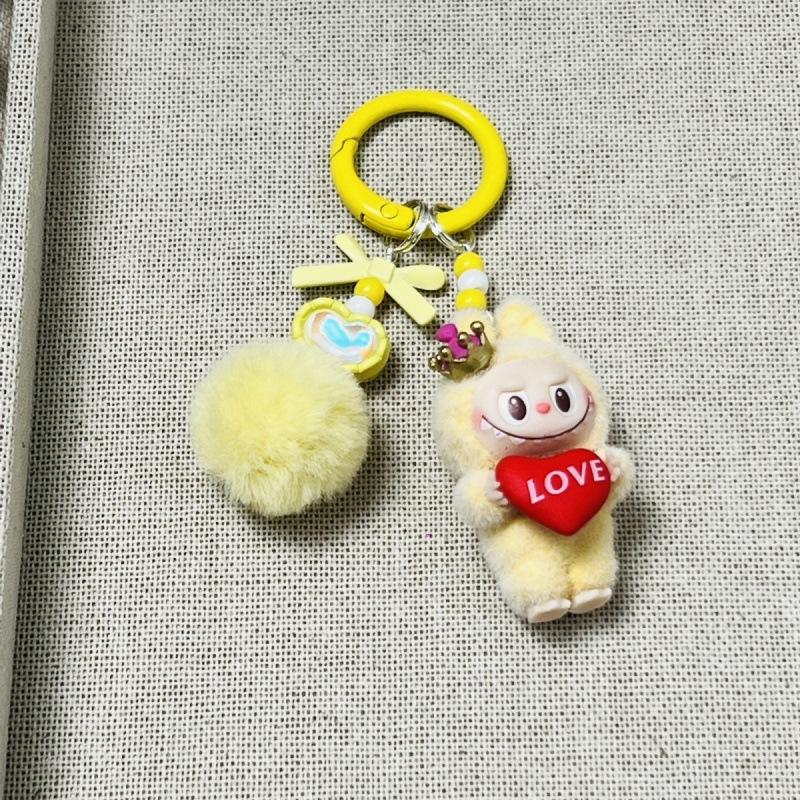 Cartoon Cute Flocking Mini Standing Mobile Phone Pendant Schoolbag Doll Keychain Gift