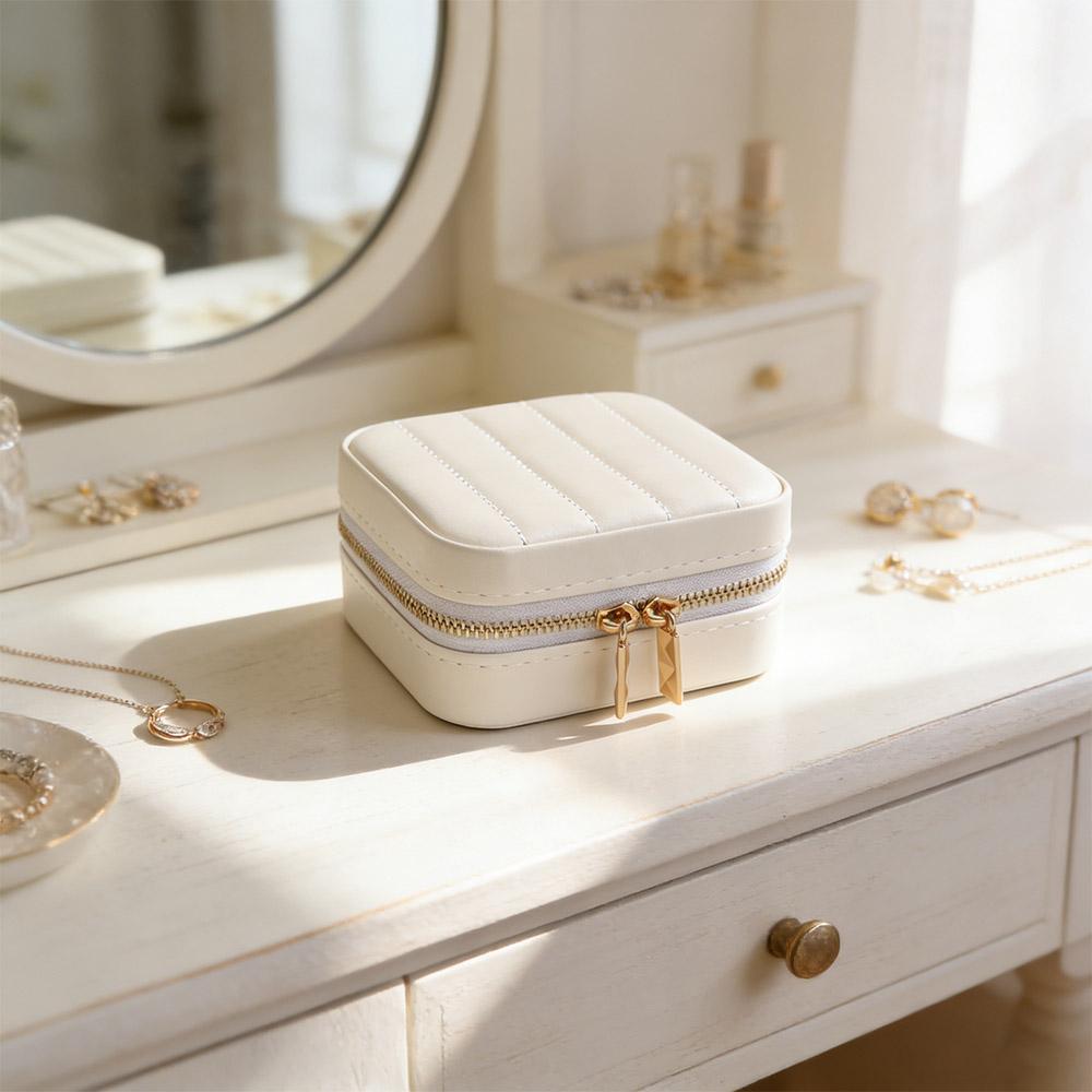 Solid Color Jewelry Storage Case Detachable Necklace Storage Box Fashion Mirror Jewelry Box Travel