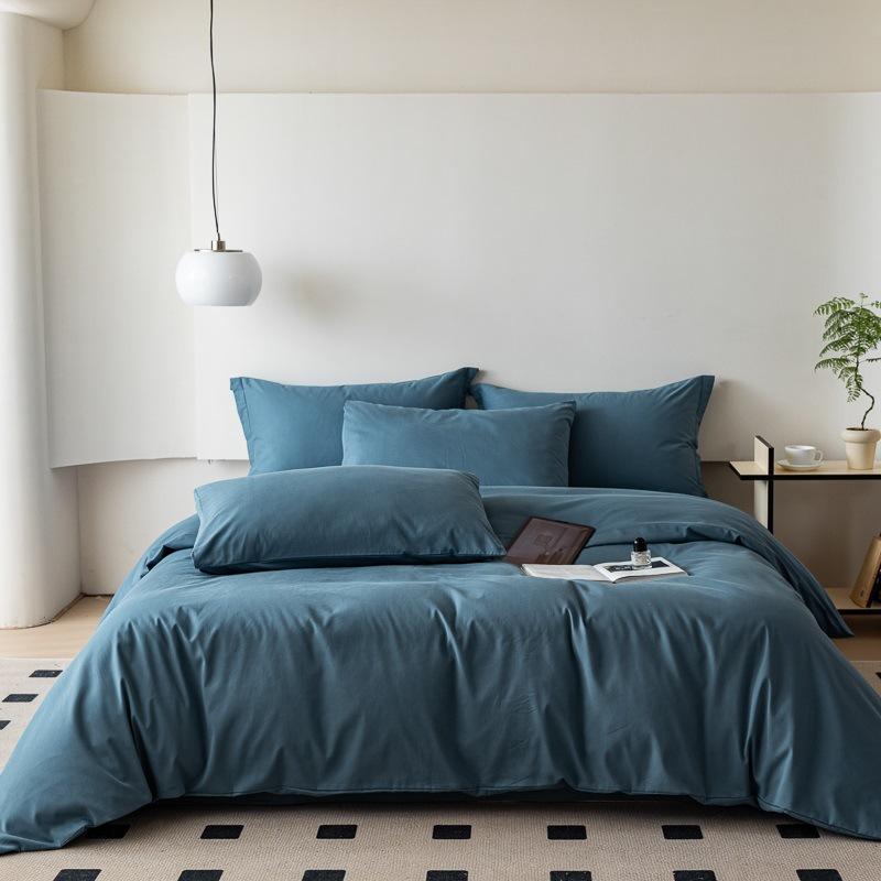 100 Pcs~ Nordic Pure Cotton Polished Four-Piece Set, Thickened Warm Cotton Bed Sheet, Quilt Cover, Mattress, Bedding
