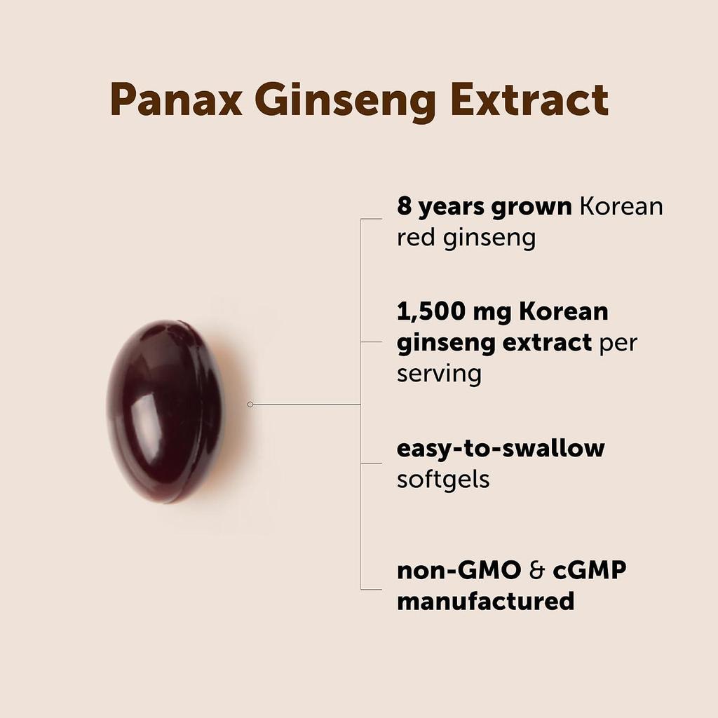 Max Strength Korean Red Ginseng 1500mg – High Absorption Panax Ginseng Softgels for Peak Energy & Endurance – 150 Servings