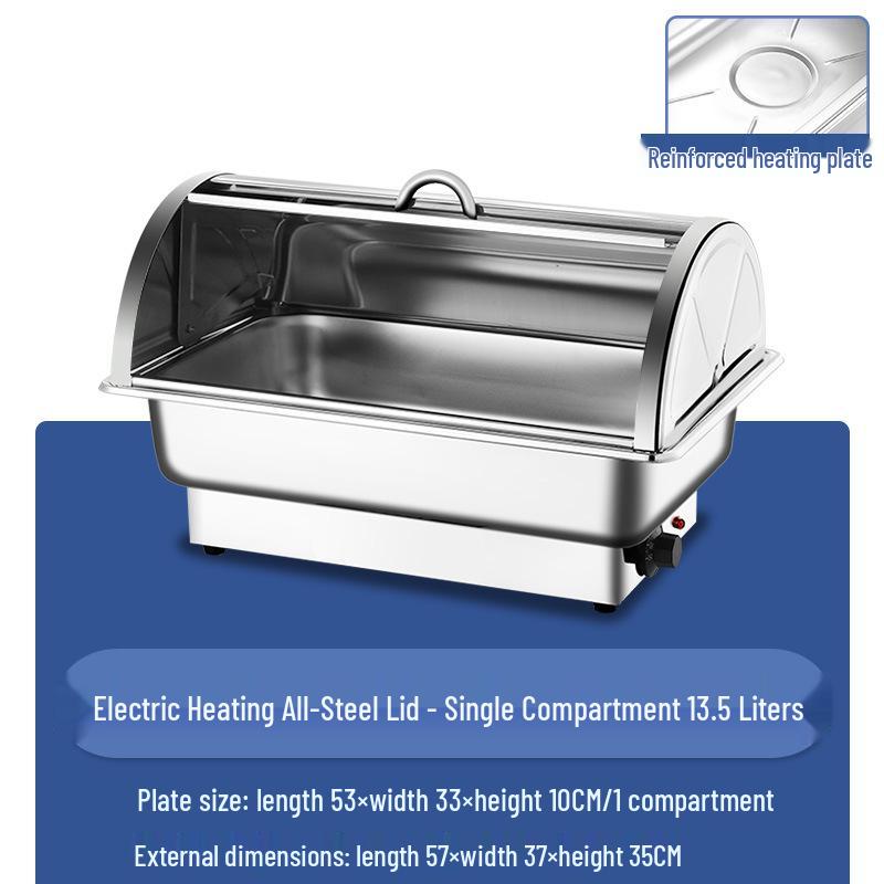 Stainless Steel Electric Chafing Dish with Visible Flip-Top for Buffet & Breakfast