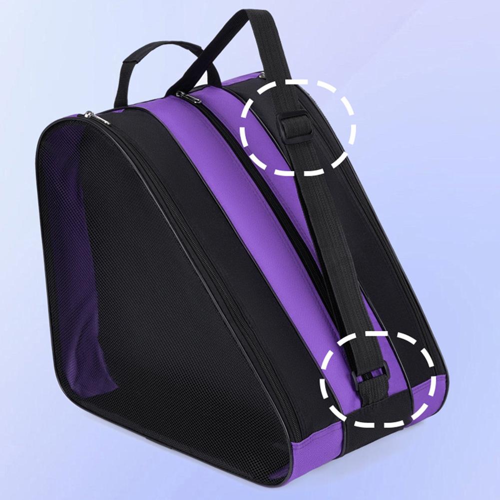 Roller Skate Bag Ice Skate Shoes Bag Adjustable Strap Ice-Skating Shoulder Bag Oxford Cloth Multi-Compartments for Ski Sports