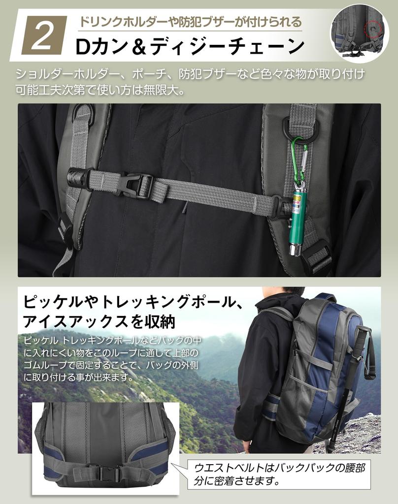 Großer 60-Liter-Kletterrucksack, lässig, wasserdicht, leicht, Katastrophenschutz-Rucksack, Outdoor-Rucksack, stilvoll, für Geschäftsreisen und Pendeln