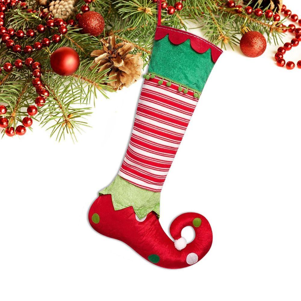 Hanging Christmas Stocking Decorations Red/Green Elf Christmas Stockings Party Decoration