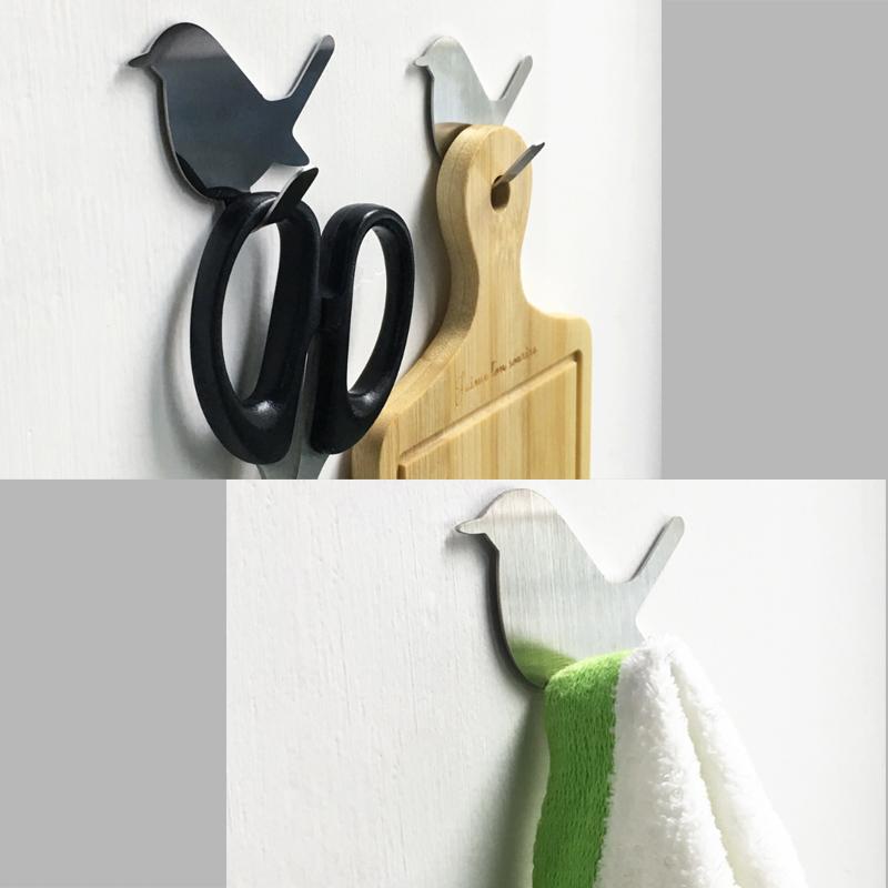 Self Adhesive Hooks Bird Pattern Storage Holder for Bathroom Kitchen Hanger Stick on Wall Hanging Door Clothes Towel Racks
